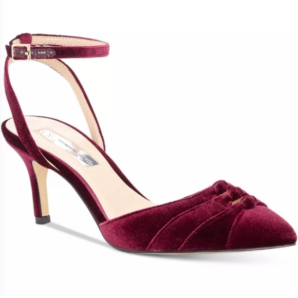 INC International Concepts Shoes - INC International Concepts Women's Leala Velvet Heels Burgundy Macy’s Size 5.5